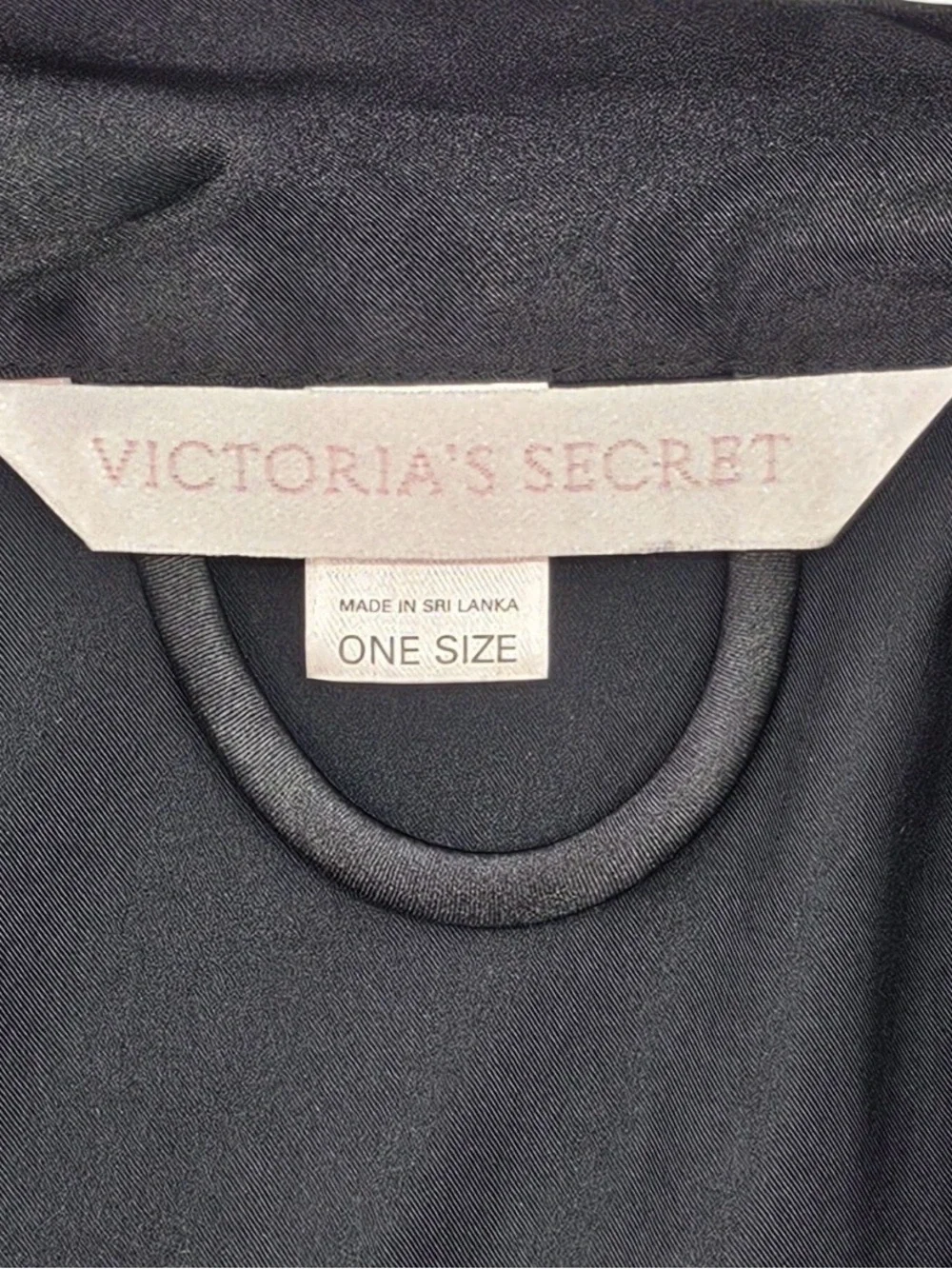 Vtg Y2K Victorias Secret Black Satin Kimono Robe OS Lingerie Romantic Sleepwear